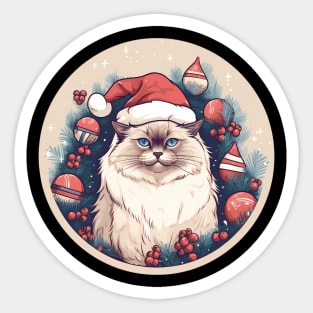 Birman Cat Xmas, Love Cats Sticker